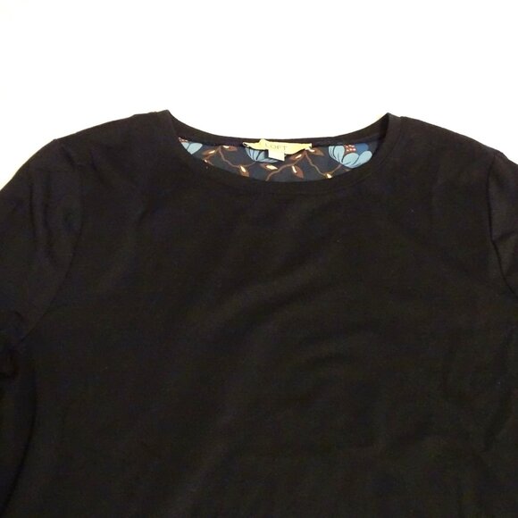 Ann Taylor Loft Women Blue Layered-Look Floral Long Sleeve Knit Top Size L - Picture 4 of 12